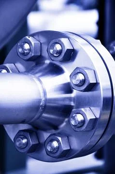 The flanged connection of pipeline Stock Photos