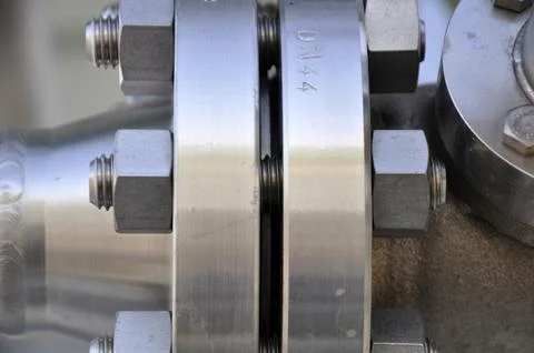 The flanged connection of pipeline Stock Photos
