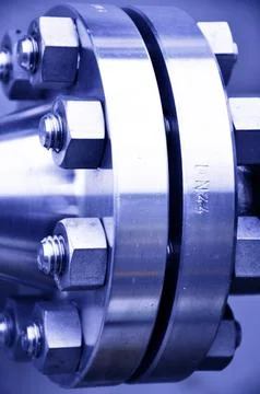 The flanged connection of pipeline Foto stock