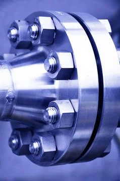 The flanged connection of pipeline Stock Photos
