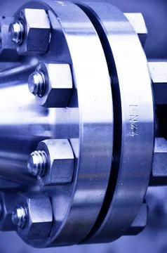 The flanged connection of pipeline Stock Photos
