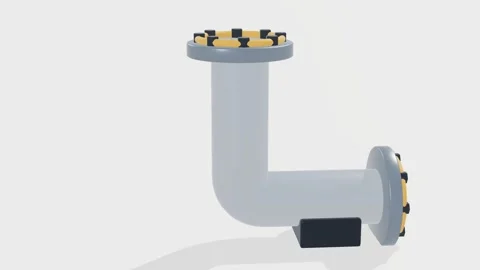 Flanged pipe elbow fitting bolted assembly loop Stock-Footage 340898465