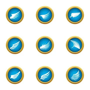 Flank icons set, flat style Stock Illustration