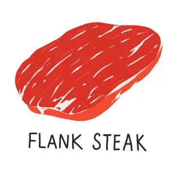 Flank steak, raw meat, uncooked beef cut piece, realistic vector illustration on Stock Illustration