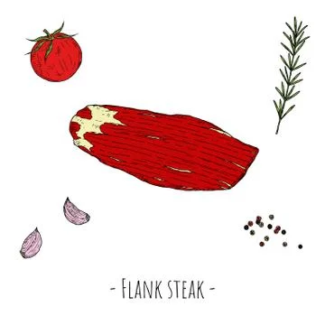 Flank steak. Vector cartoon illustration. Isolated object on a white backgrou Stock Illustration