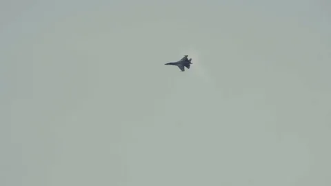 Flanker fighter flying in the sky Stock Footage 113961551