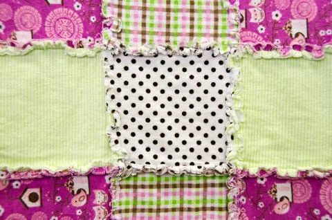 Flannel patchwork quilt Stock Photos
