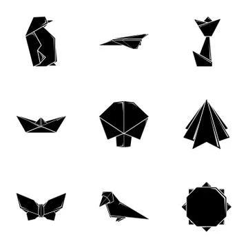 Flap paper icons set, simple style Stock Illustration
