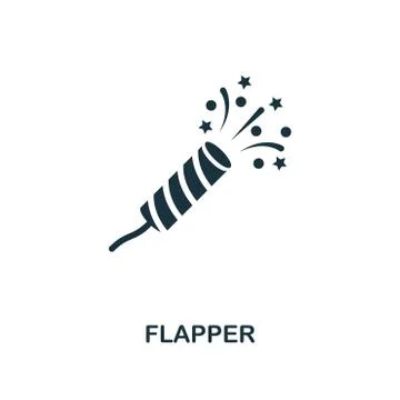 Flapper With Confetti creative icon. Simple element illustration. Flapper With 스톡 일러스트