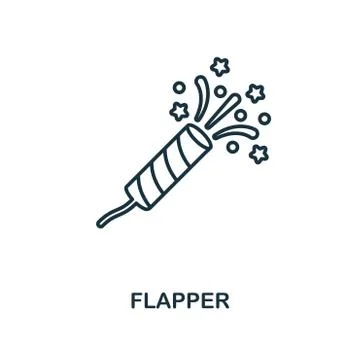 Flapper With Confetti outline icon. Simple element illustration. Flapper With 스톡 일러스트
