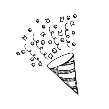 Flapper festive with confetti hand drawing vector. isolated object on white b Illustrazione stock