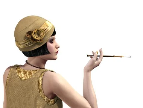 Flapper Lady in Profile 스톡 일러스트