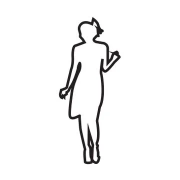 Flapper outline on white background Illustrazione stock