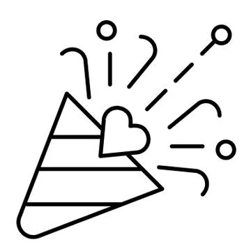 Flapper thin line icon. Confetti popper vector illustration isolated on white Stock Illustration