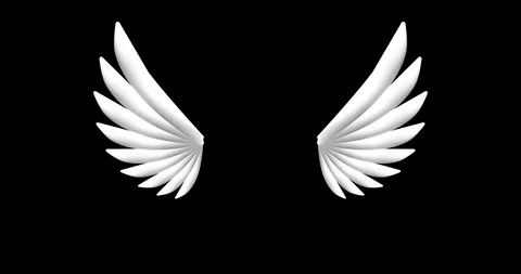 Flapping cartoon white wings on transparent background. Stock Footage 119614477