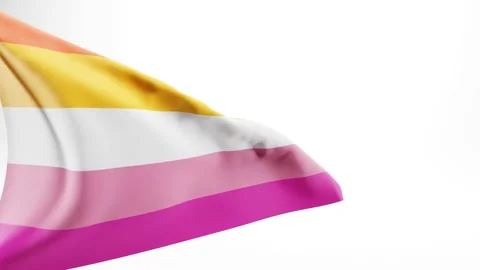 Flapping Lesbian pride flag isolated against white background; 3D animation 動画素材 237060526