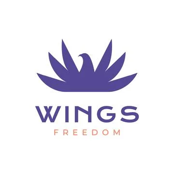 Flapping wings eagle falcon modern minimal logo design vector Stock Illustration