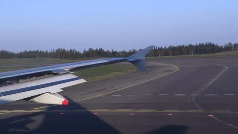 Flaps being tested before airplane taking off Stock Footage 114810921
