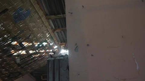 Flare and light rays in the souk of Marrakech Morocco slow motion side to side Stock Footage 87457316