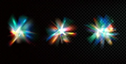 Flare glow effect with diamond iridescent glass shine. Light crystal prism Stock Illustration
