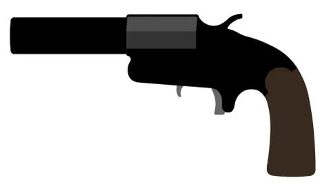 Flare-gun. Rocket launch. Vector silhouette weapon gun イラスト素材