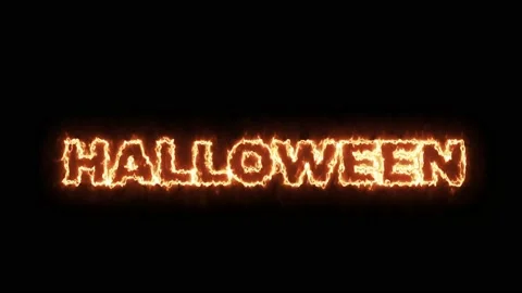 Flare "HALLOWEEN" Text on the Black Background. Darken Mode. 4K Stock Footage 142317823