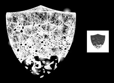Flare Hatched Mesh Damaged Shield with Lightspots Stock Illustration
