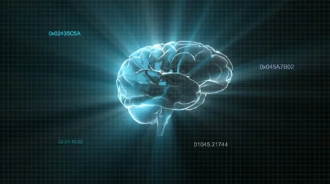 Flare light brain with random time code for high tech style Discount Period Stock Footage 8853776