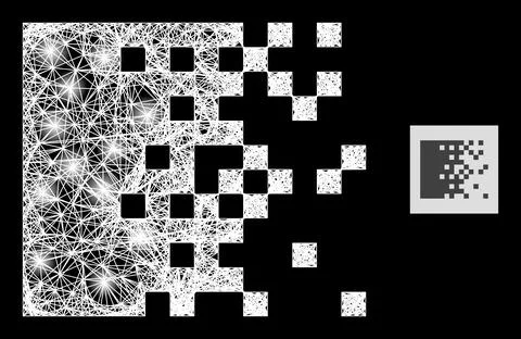 Flare Linear Mesh Dissolving Pixels with Light Spots Stock Illustration