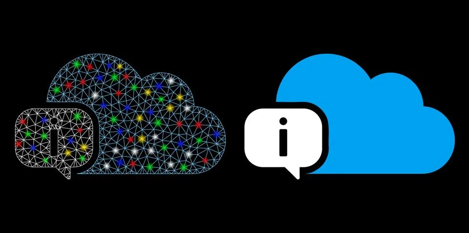 Flare Mesh 2D About Cloud Icon with Flare Spots Illustrazione stock