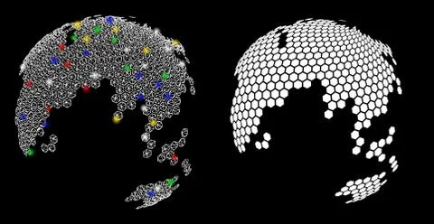 Flare Mesh 2D Abstract Dotted Earth Globe Icon with Flare Spots Stock Illustration