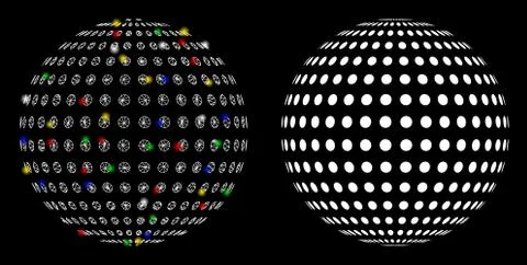 Flare Mesh 2D Abstract Dotted Sphere Icon with Flare Spots Ilustração Stock