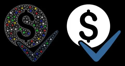 Flare Mesh 2D Accept Payment Icon with Flare Spots Stock Illustration