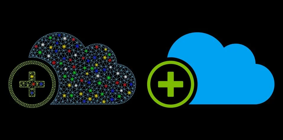 Flare Mesh 2D Add Cloud Icon with Flare Spots イラスト素材