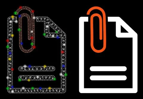 Flare Mesh 2D Attach Document Icon with Flare Spots Stock Illustration