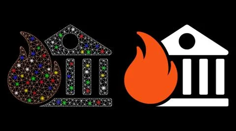 Flare Mesh 2D Bank Fire Conflagration Icon with Flash Spots Stock Illustration