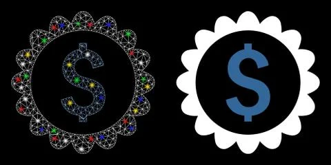 Flare Mesh 2D Banking Stamp Icon with Flash Spots Stock Illustration