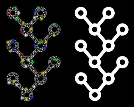 Flare Mesh 2D Binary Tree Icon with Flare Spots Illustrazione stock