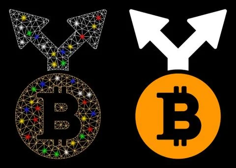 Flare Mesh 2D Bitcoin Bifurcation Icon with Flare Spots イラスト素材