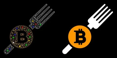 Flare Mesh 2D Bitcoin Fork Icon with Light Spots イラスト素材