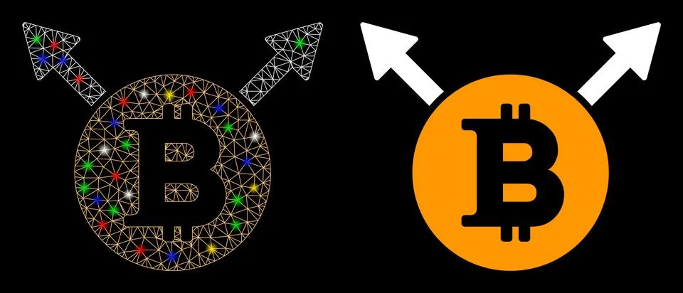 Flare Mesh 2D Bitcoin Fork Icon with Flare Spots イラスト素材