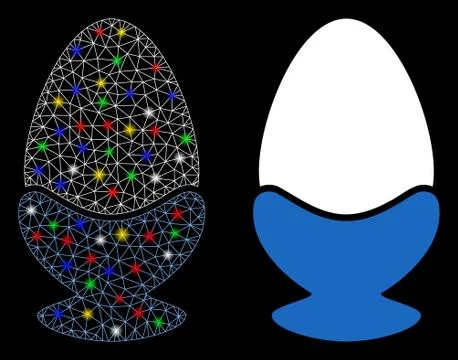 Flare Mesh 2D Boiled Egg Icon with Flare Spots 스톡 일러스트
