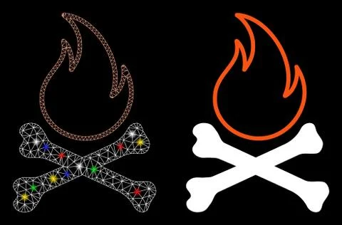 Flare Mesh 2D Bones Hell Fire Icon with Flare Spots Illustrazione stock