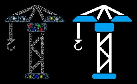 Flare Mesh 2D Building Crane Icon with Flare Spots Ilustración de archivo