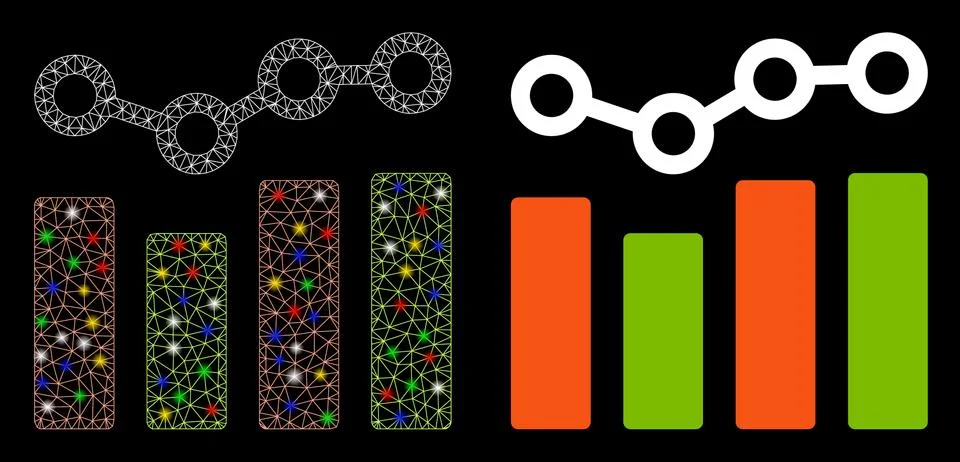 Flare Mesh 2D Chart Trend Icon with Flare Spots イラスト素材