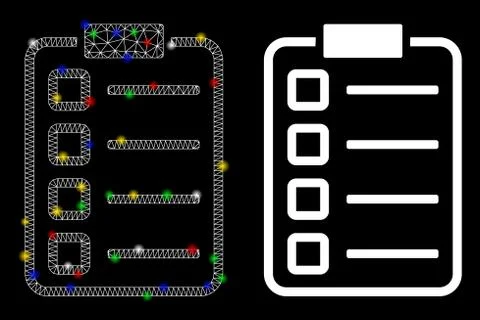 Flare Mesh 2D Checklist Pad Icon with Flare Spots Illustrazione stock