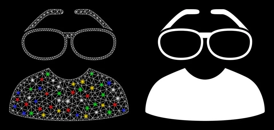 Flare Mesh 2D Clever Spectacles Icon with Flare Spots Stock Illustration