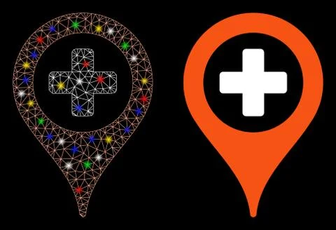 Flare Mesh 2D Clinic Pointer Icon with Flare Spots Illustrazione stock
