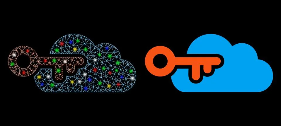 Flare Mesh 2D Cloud Access Icon with Flare Spots イラスト素材