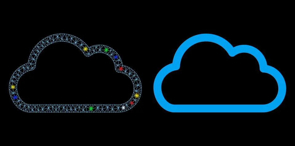 Flare Mesh 2D Cloud Contour Icon with Flare Spots 스톡 일러스트